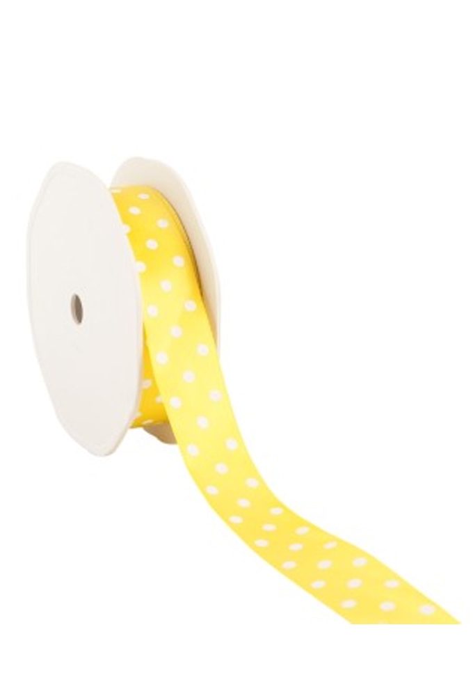 Cadeaulint Satijn Dots Geel 23mm x 20 meter