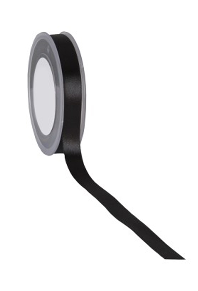 Satijn Dubbel Lint 15mm x 25 meter Zwart OP IS OP