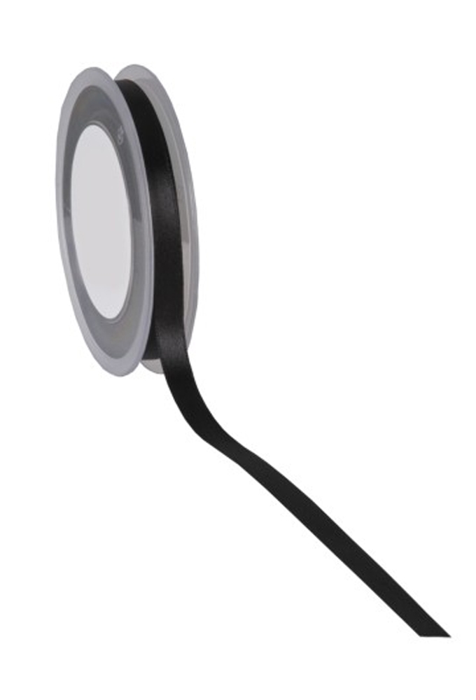 Satijn Dubbel Lint 10mm x 25 meter Zwart OP IS OP