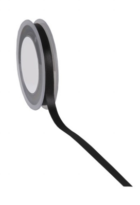 Satijn Dubbel Lint 10mm x 25 meter Zwart OP IS OP