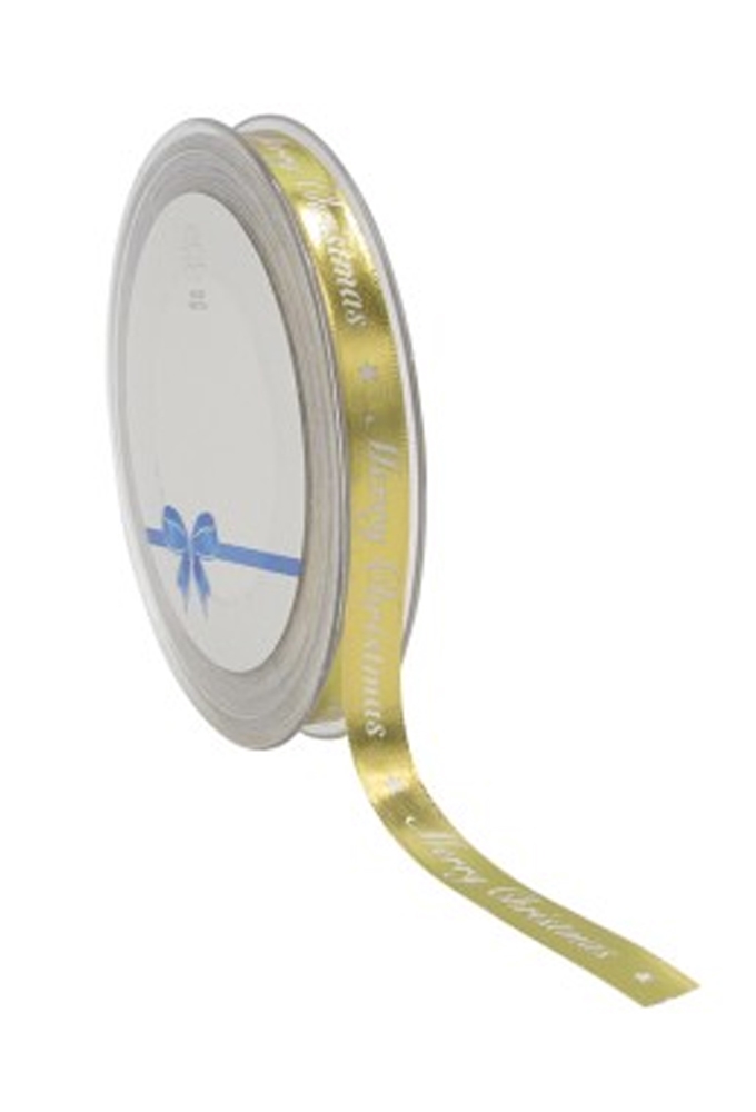 Kerstlint Merry Christmas Metallic Goud 10mm x 20meter