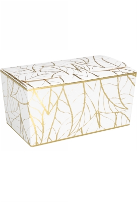 Bonbondoosjes Tumby Wit Leaves 375gr 12.5x7.3x6.2cm 25stuks OP IS OP