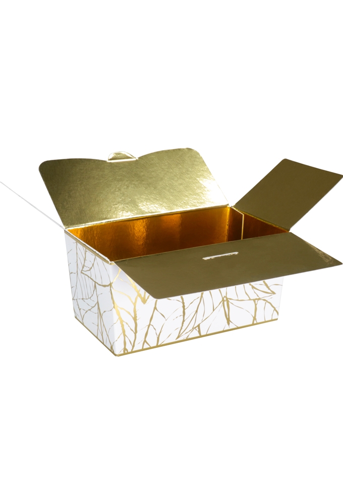 Bonbondoosjes Tumby Wit Leaves 375gr 12.5x7.3x6.2cm 25stuks OP IS OP