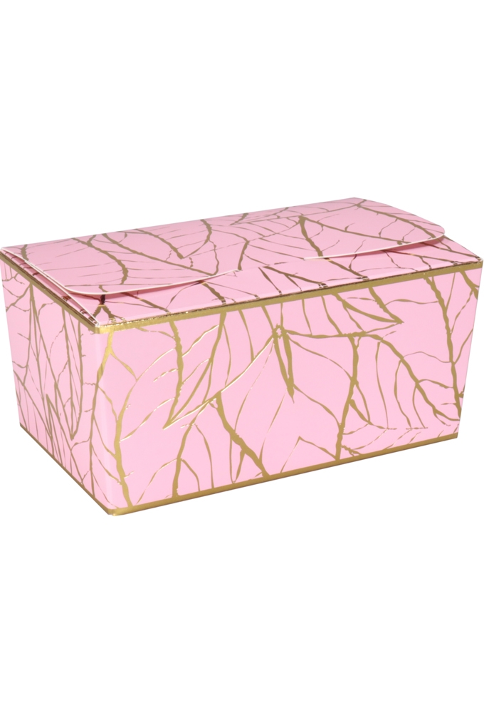 Bonbondoosjes Tumby Roze Leaves 375gr 12.5x7.3x6.2cm 50stuks OP IS OP