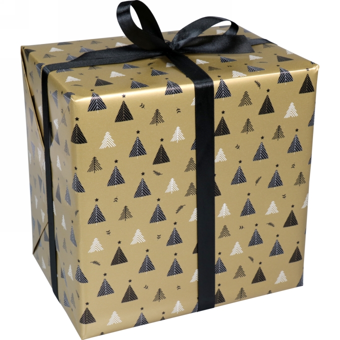 Kerstpapier Tree Goud 50cm x 200meter