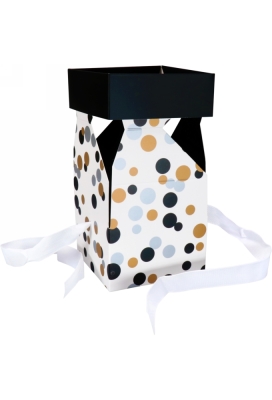 Geschenkdoos Regalo Black Gifts Dots & Wit Lint 15x15x15cm 25stuks
