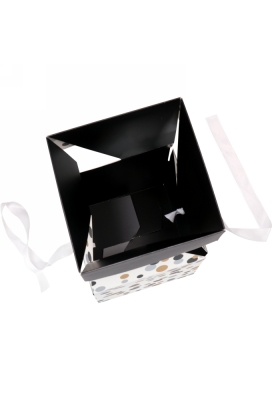 Geschenkdoos Regalo Black Gifts Dots & Wit Lint 15x15x15cm 25stuks