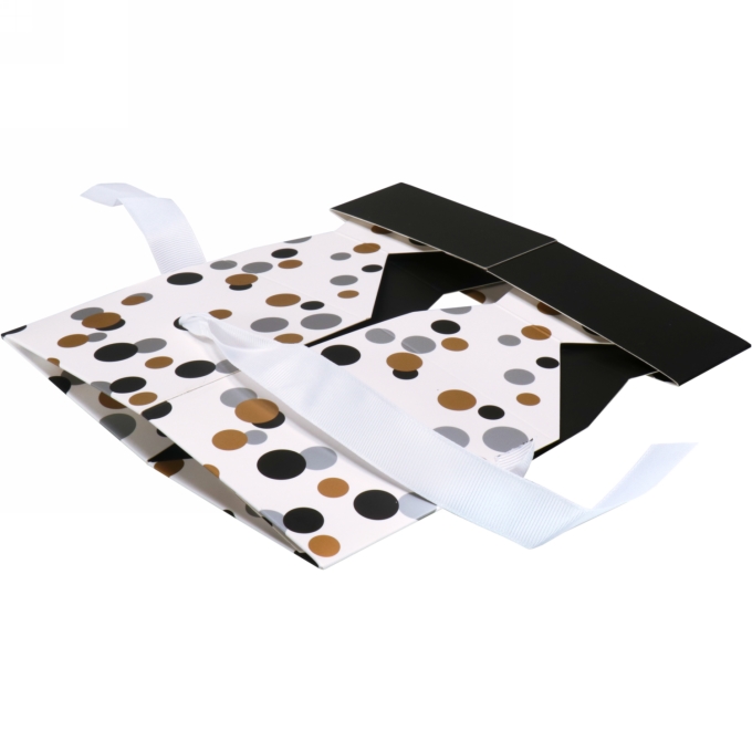 Geschenkdoos Regalo Black Gifts Dots & Wit Lint 15x15x15cm 25stuks