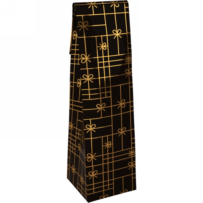 Wijnzak 1-Fles Strikken  Black 9.5x9.5x41cm 25stuks