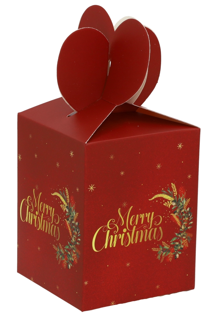 Geschenkdoosje Merry Christmas Rood 10x10x12.5cm 12stuks
