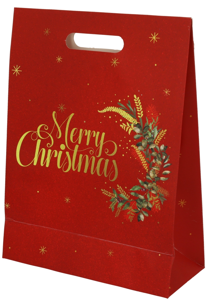 Luxe Kersttas Merry Christmas Rood 24x10x32cm 12stuks