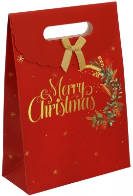 Luxe Kersttas Merry Christmas Rood 15x6.5x19.6cm 12stuks