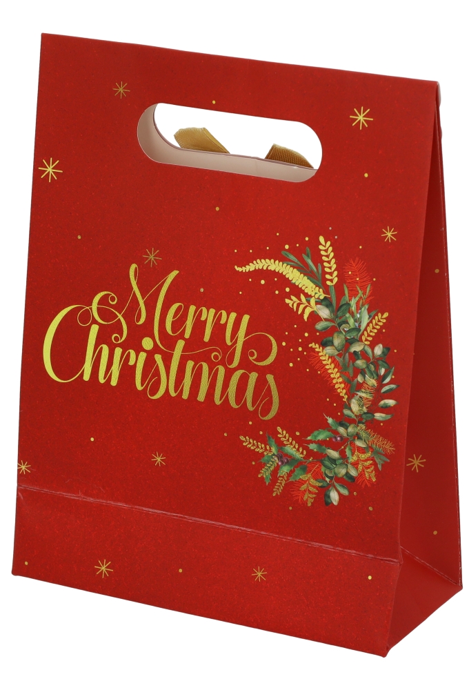 Luxe Kersttas Merry Christmas Rood 19.5x8.6x27cm 12stuks