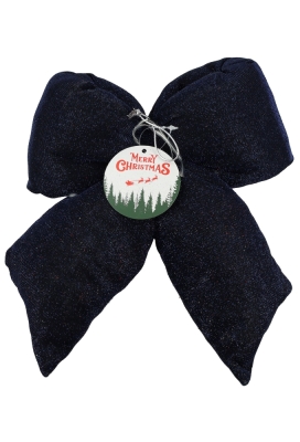 Strik Vellino Bolle Glitter Velvet Blauw Met 2 lussen 24x28cm 1 stuks