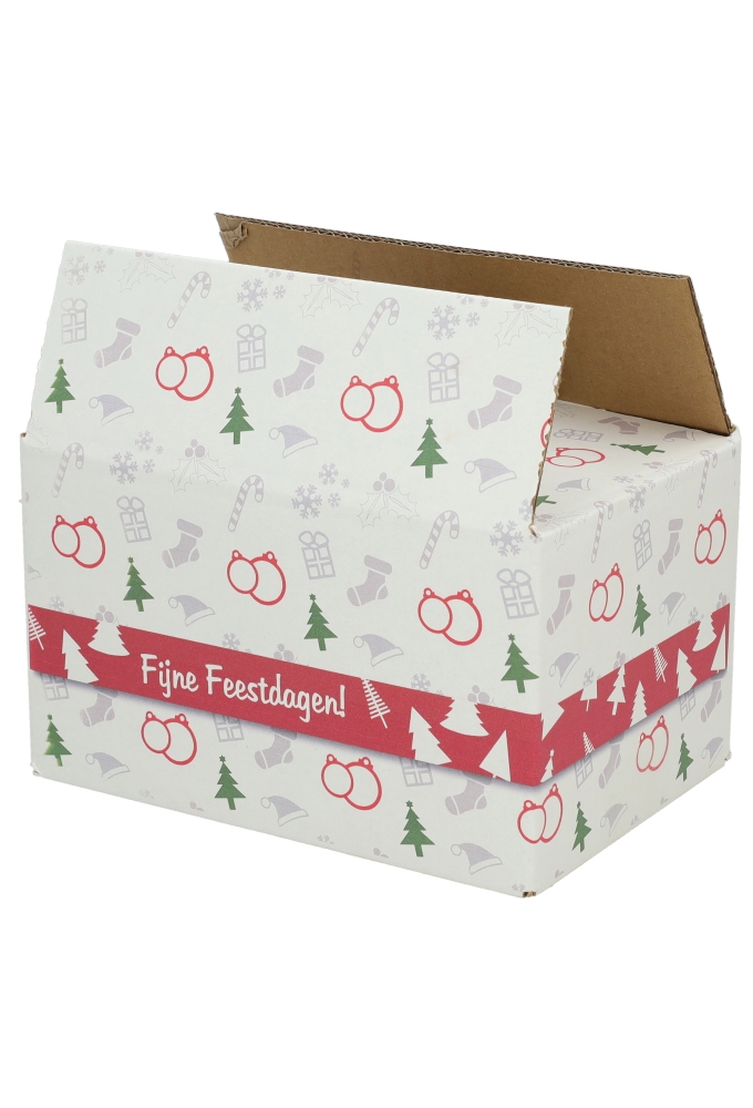 Kerstpakketdozen Fijne Feestdagen 21.5x15x12cm 30stuks
