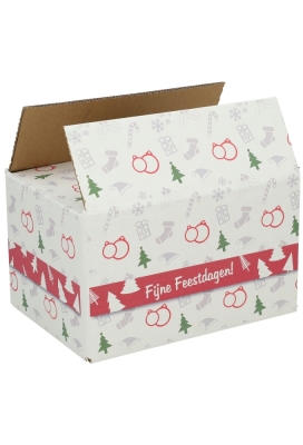Kerstpakketdozen Fijne Feestdagen 21.5x15x12cm 30stuks