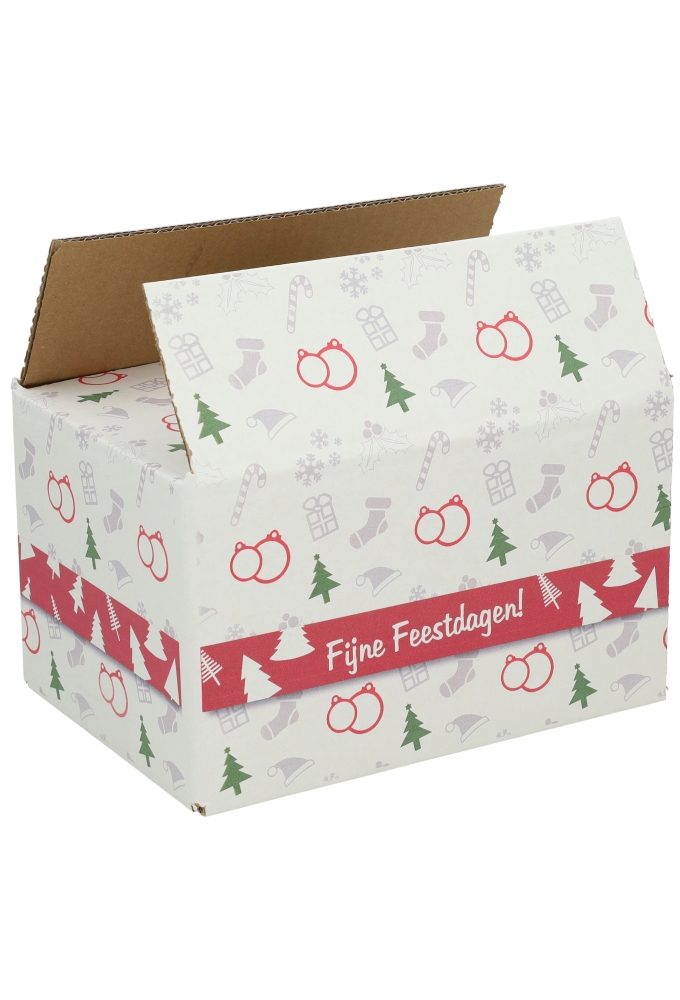 Kerstpakketdozen Fijne Feestdagen 21.5x15x12cm 30stuks