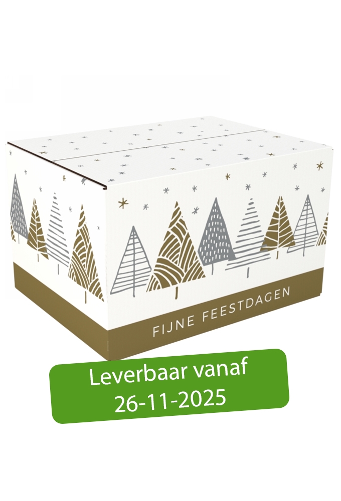 Kerstpakketdozen Fijne Feestdagen Trees & Stars 31x20x14cm 10stuks
