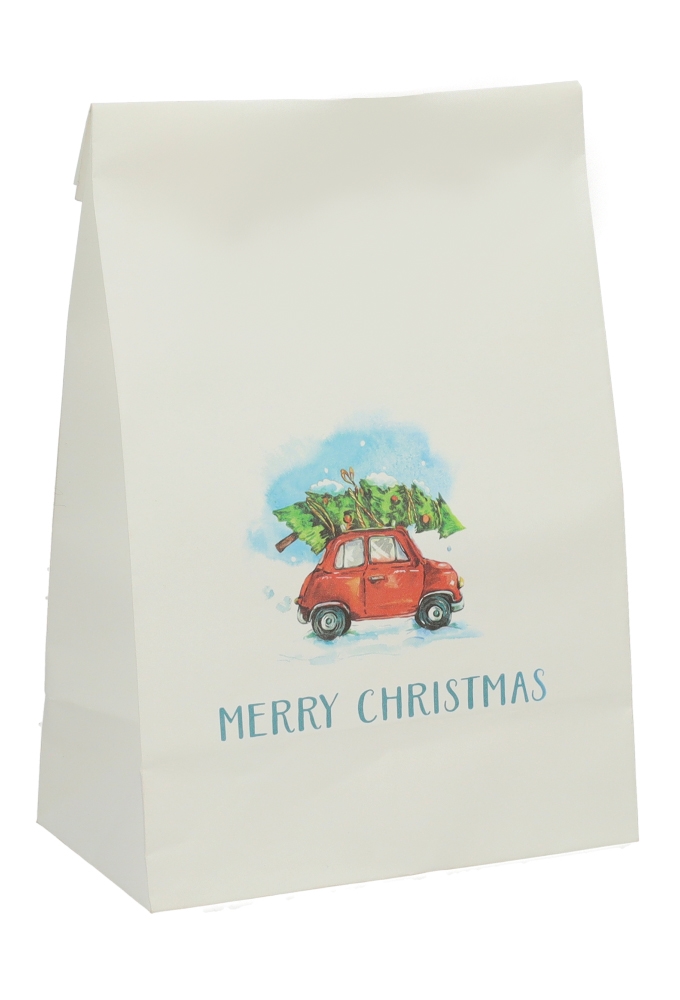 Kadozakjes Assorti Kraft Zupo Wit Kerstmis 18x10x26cm 24stuks