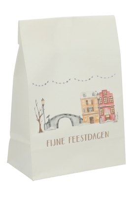 Kadozakjes Assorti Kraft Zupo Wit Kerstmis 18x10x26cm 24stuks