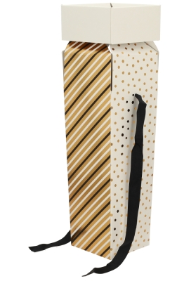 Wijndozen 1-Fles Line & Dots Met Lint 9.5x9.5x33cm 10stuks