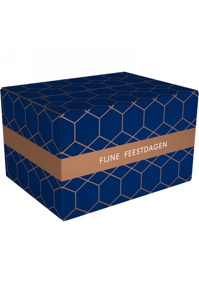 Kerstpakketdozen Fijne Feestdagen Blauw 35x31.5x17cm 10stuks
