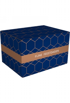 Kerstpakketdozen Fijne Feestdagen Blauw 35x31.5x17cm 10stuks