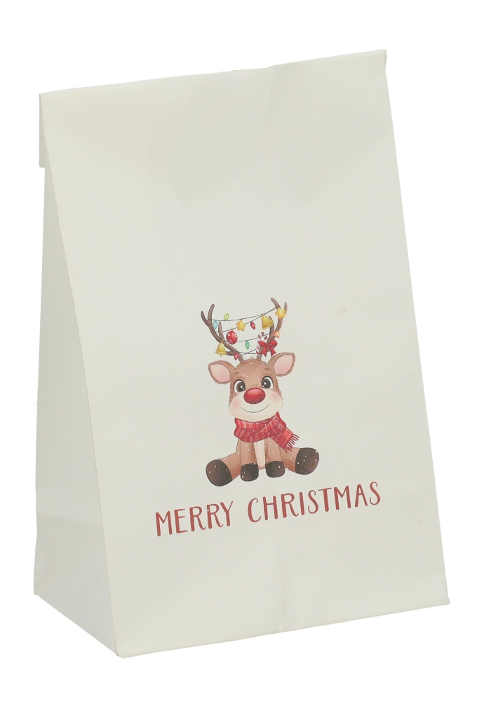 Kadozakjes Assorti Kraft Zupo Wit Kerstmis 18x10x26cm 24stuks