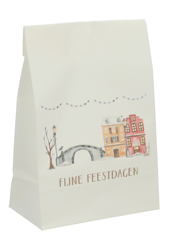 Kadozakjes Assorti Kraft Zupo Wit Kerstmis 18x10x26cm 24stuks