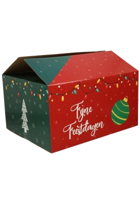 Kerstpakketdozen Fijne Feestdagen Rood & Groen 45x35x23cm 8stuks