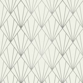 Geschenkpapier Metallised Creme Silver art deco 70cm x 100meter