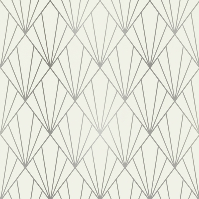 Geschenkpapier Metallised Creme Silver art deco 70cm x 100meter