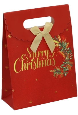 Luxe Kersttas Merry Christmas Rood 15x6.5x19.6cm 12stuks