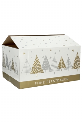 Kerstpakketdozen Fijne Feestdagen Trees & Stars 45x35x23cm 9stuks