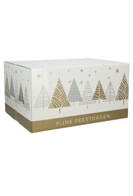 Kerstpakketdozen Fijne Feestdagen Trees & Stars 45x35x23cm 9stuks