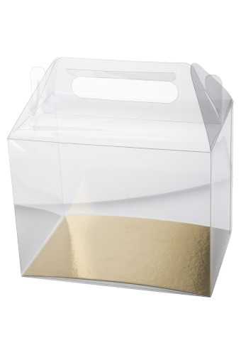 Transparant Cadeaudoosjes Koffer & Gouden Bodem 18x12.5x14cm 100stuks