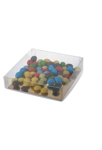 Transparant Bonbondoosje & Gouden Bodem 12x12x3cm 100stuks