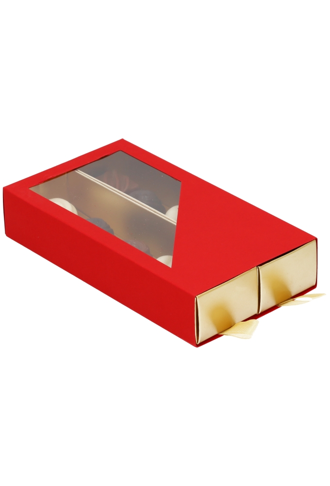 Bonbondoosjes 2 Ladeboxje Rood Mat & Goud Mat FSC® 16x8.6x2.8cm 10st