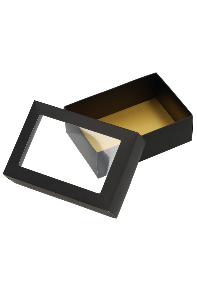 Geschenkdoos Brussel Zwart & Goud Met Venster FSC® 16.5x11x5.5cm 10st