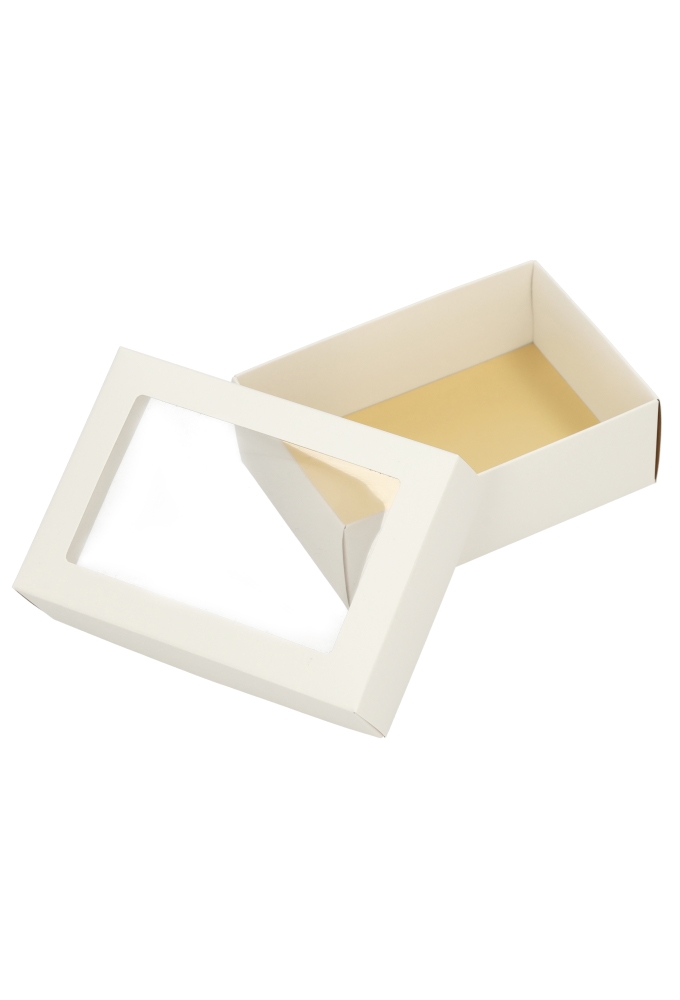Geschenkdoos Brussel Wit & Goud Met Venster FSC® 16.5x11x5.5cm 10st