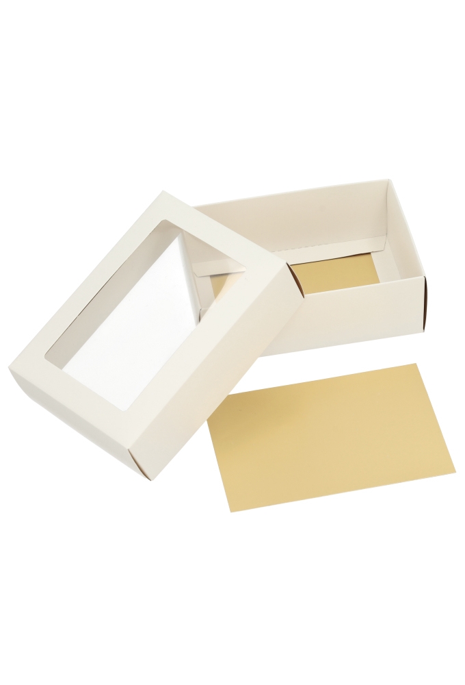 Geschenkdoos Brussel Wit & Goud Met Venster FSC® 16.5x11x5.5cm 10st