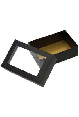 Geschenkdoos Brussel  Zwart & Goud Met Venster FSC® 13x9x4.5cm 10st