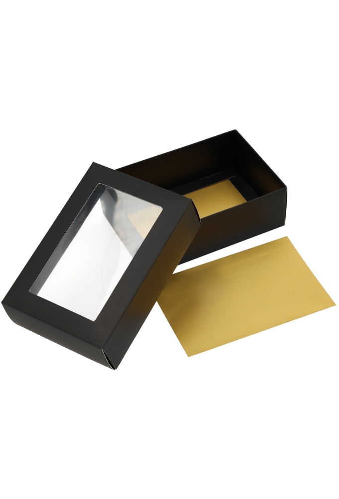 Geschenkdoos Brussel  Zwart & Goud Met Venster FSC® 13x9x4.5cm 10st