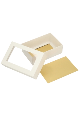 Geschenkdoos Brussel  Wit & Goud Met Venster FSC® 13x9x4.5cm 10st