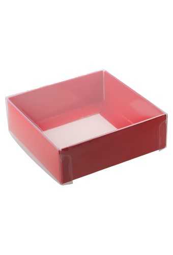 Transparant Cadeaudoosje Rood bonbondoosje 7.6x7.6x2.9cm 100stuks