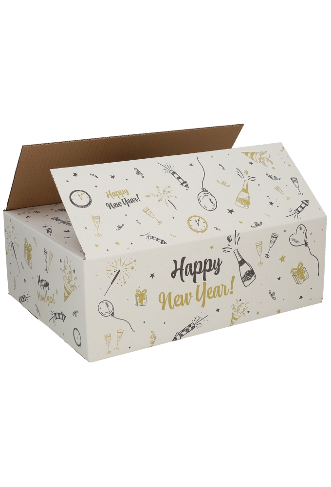 Geschenkdozen Happy New Year 39x29x13cm 15stuks