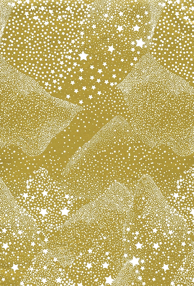 Kerstpapier Consumentenrollen Kerstmis Stars Gold 70cm x 2meter 1stuks