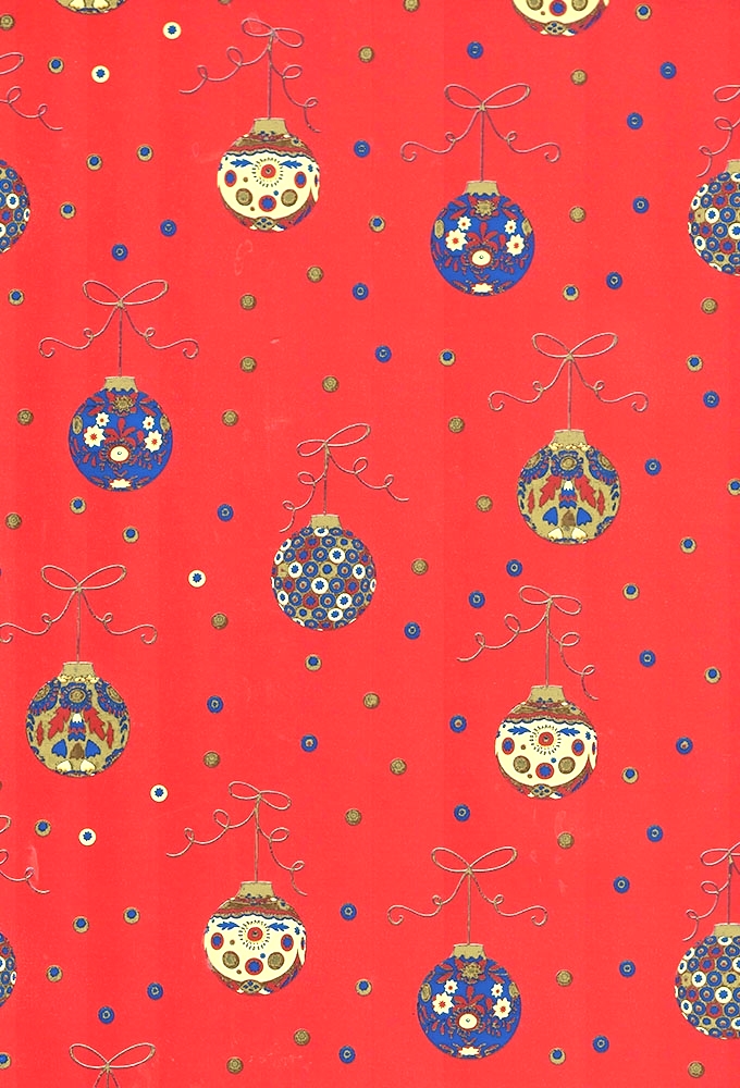 Kerstpapier Consumentenrollen Metallic Kerstmis Bal Rood 70cm x 2m 1st