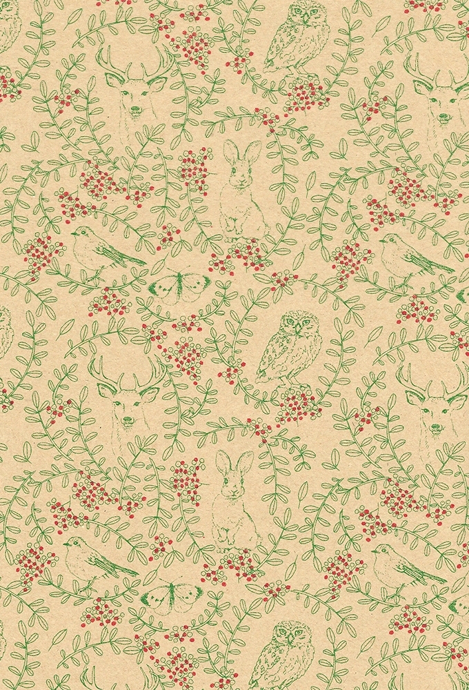 Kerstpapier Consumentenrollen Winter Garden Kraft 70cm x 2meter 1stuks