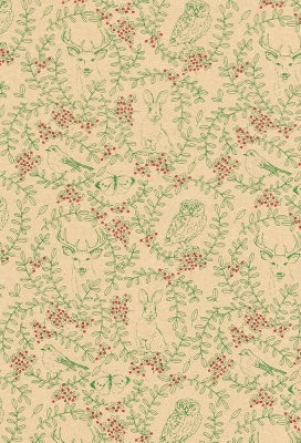 Kerstpapier Consumentenrollen Winter Garden Kraft 70cm x 2meter 1stuks